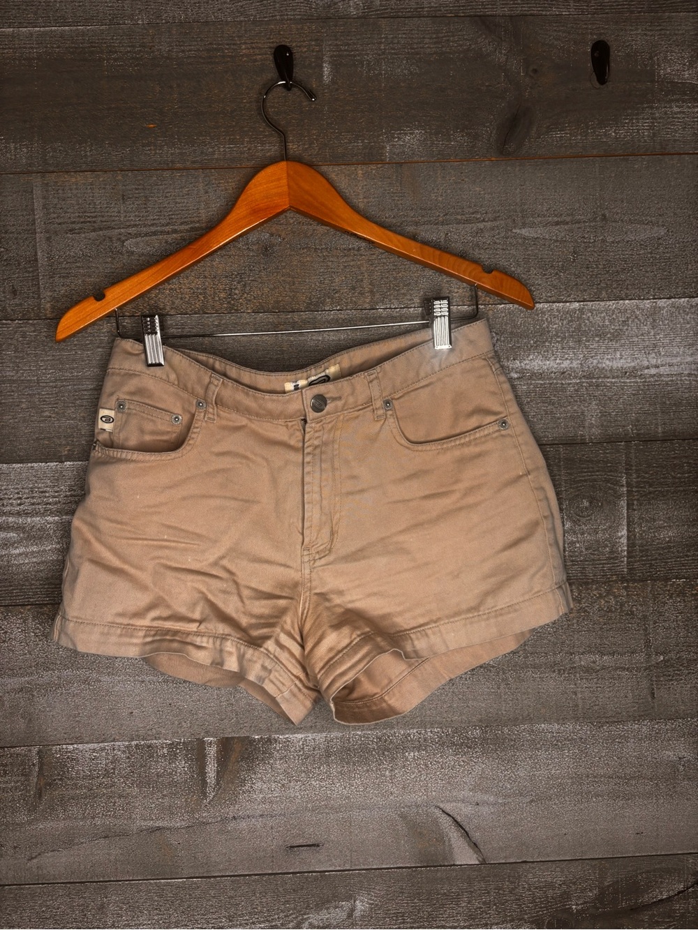 Bongo vintage Y2K 2000s Beige High-Rise Cotton Shorts with back patch